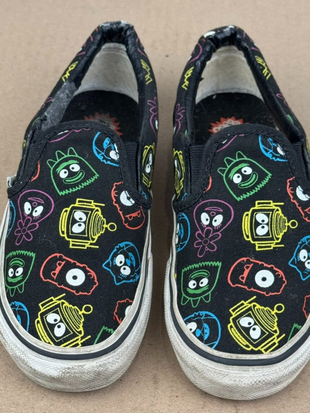 Vans Yo Gabba Gabba Classic Slip-On Toddler Kids Size 1 Black Sneakers Rare